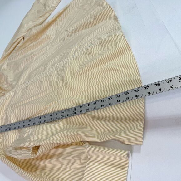 Lands End Shirt Womens 24W Yellow No Iron Pinpoint Oxford Pinstripe Button Up - Picture 7 of 10